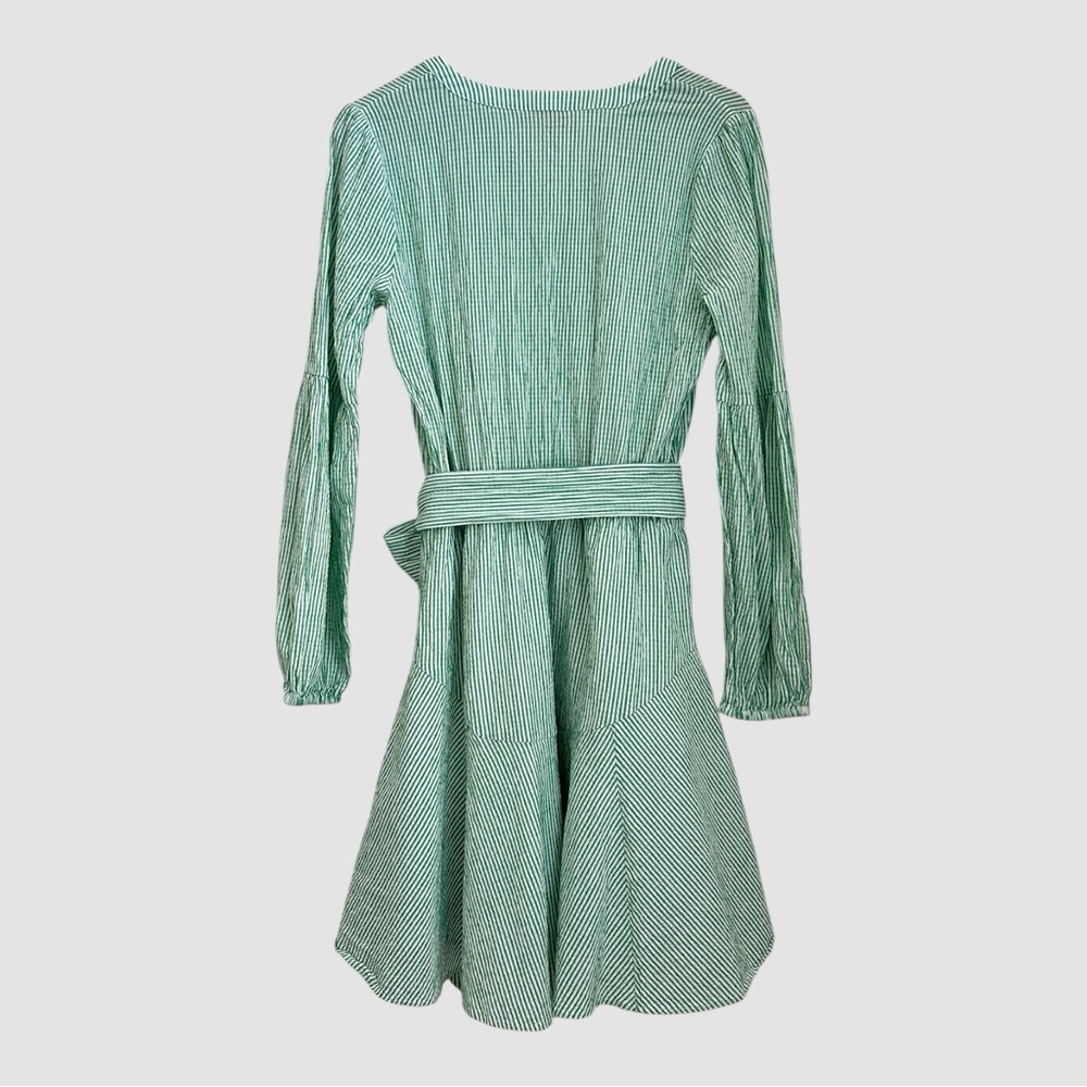 Lilly Pulitzer Women Green Striped Long Sleeve Elastic Waist Belted Dress Size 6 - Picture 2 of 10